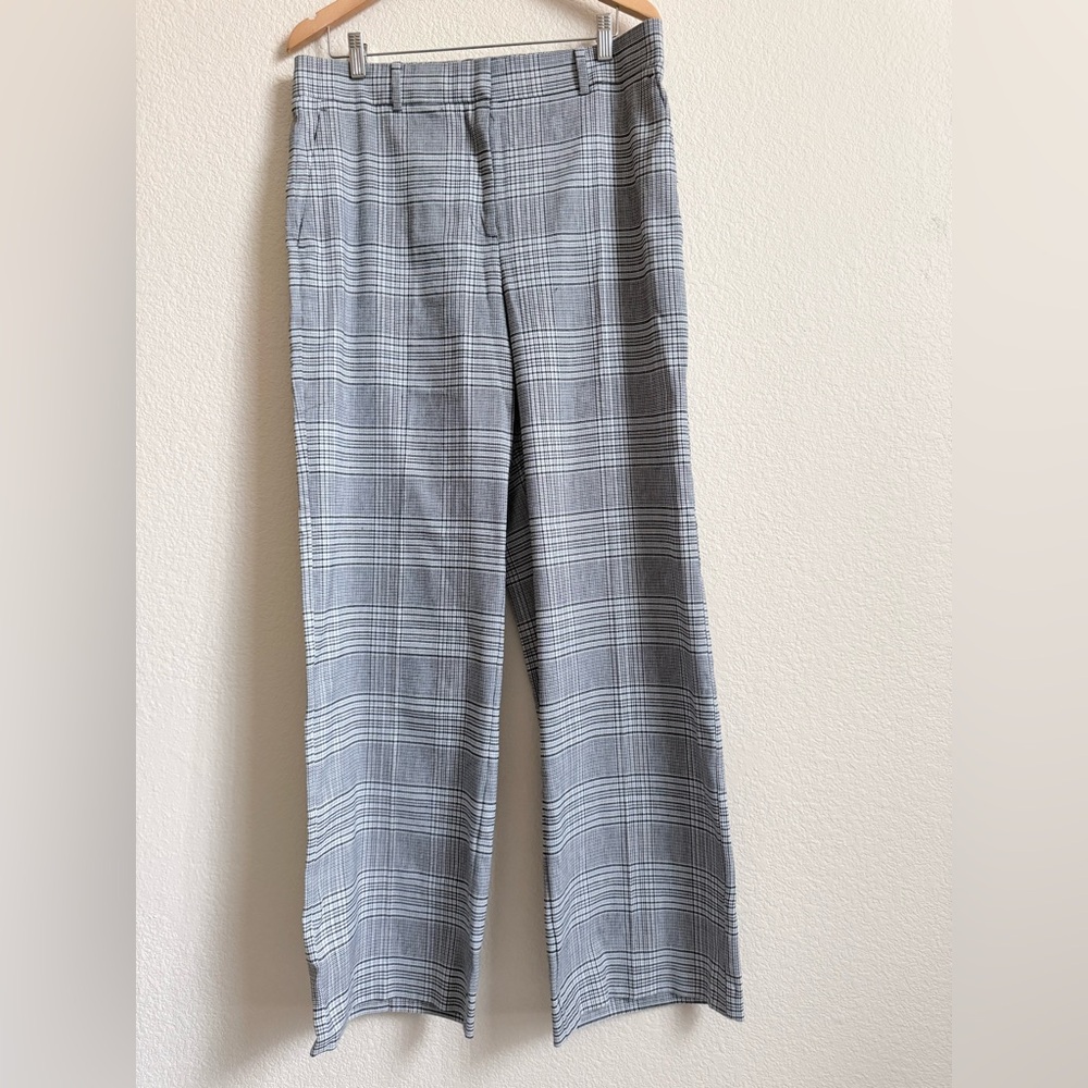 Ann Taylor Curvy Gray Plaid Wide Leg Pants Size 12 Like New